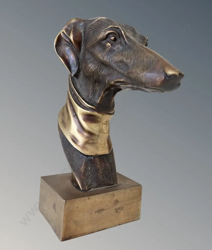 Heavy Brass Greyhound Bust, H23cm Image 1++