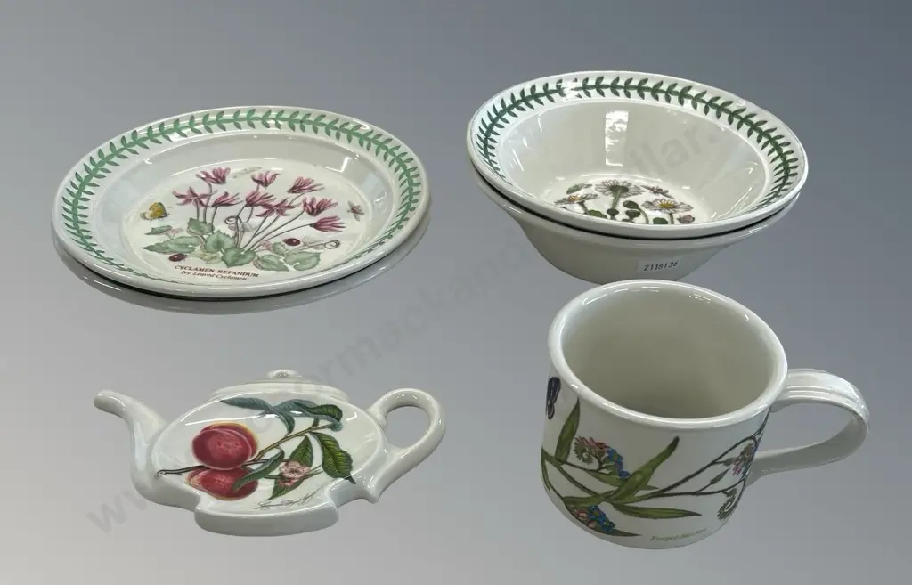 Portmeirion Coffee Cup, 2, Dessert Bowls, 2 Breakfast Plates and Teabag Holder Image 1++