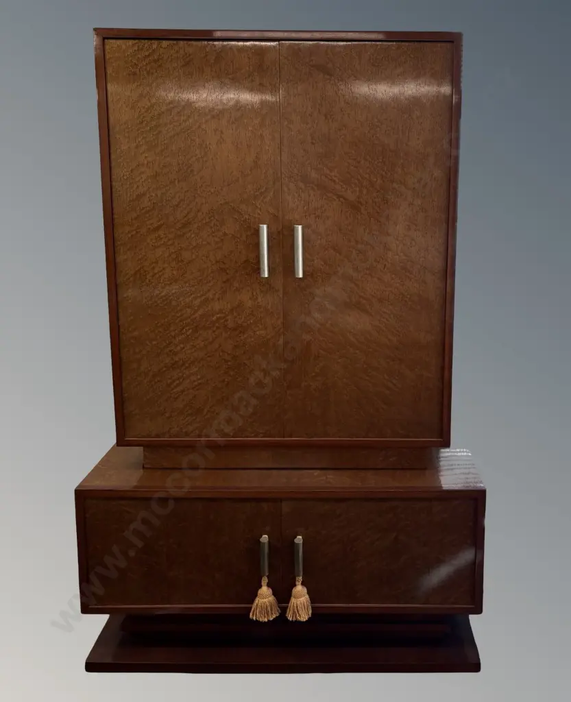 Art Deco 4 Door Burr Wood Cabinet H90xL120xD55cm Image 1++