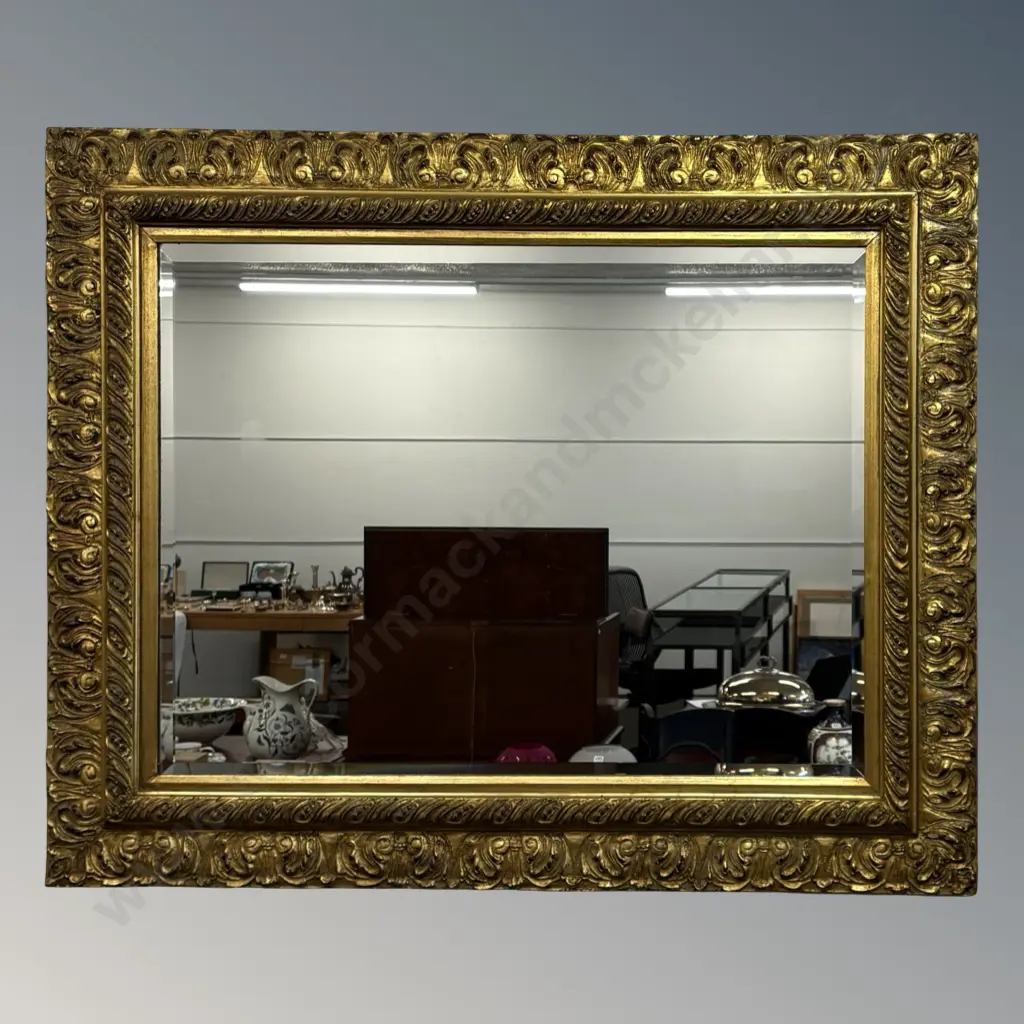 Ornately Gilt Framed Bevel Edged Over Mantle Mirror 107x132cm Image 1++