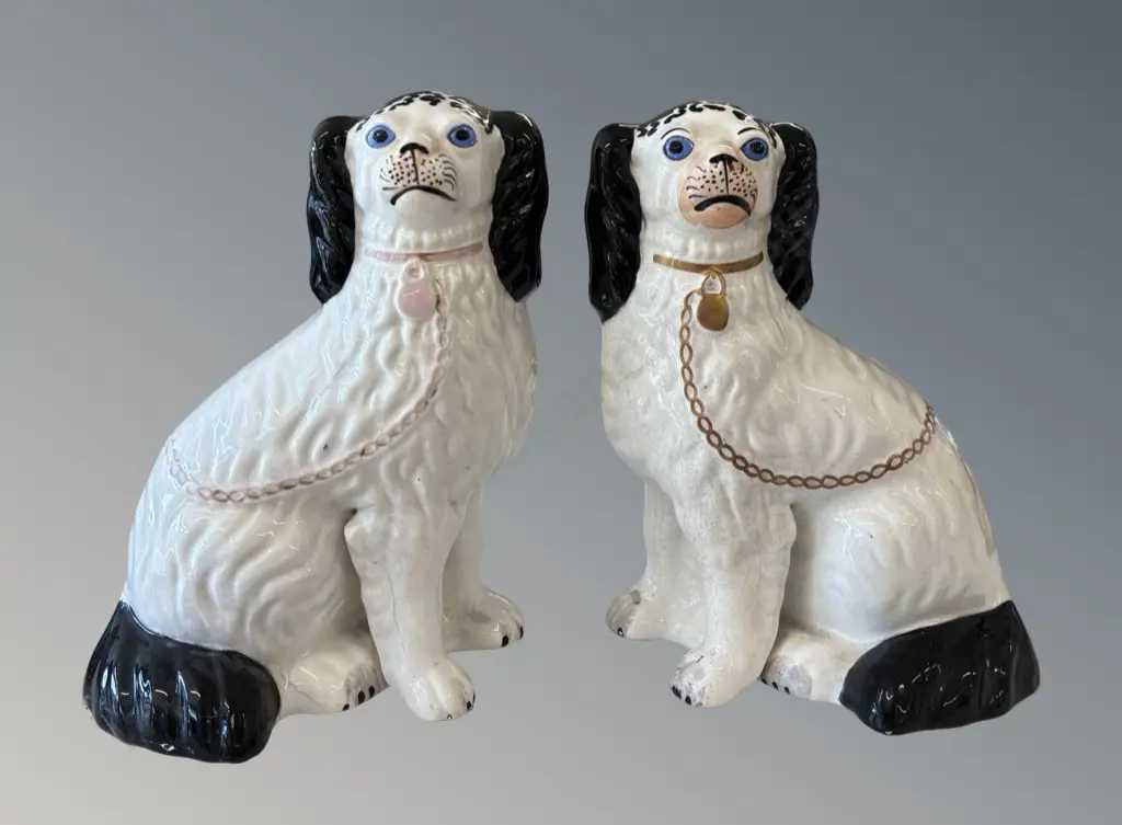 Two Staffordshire Style Mantle Dogs, H25cm, AF Image 1++