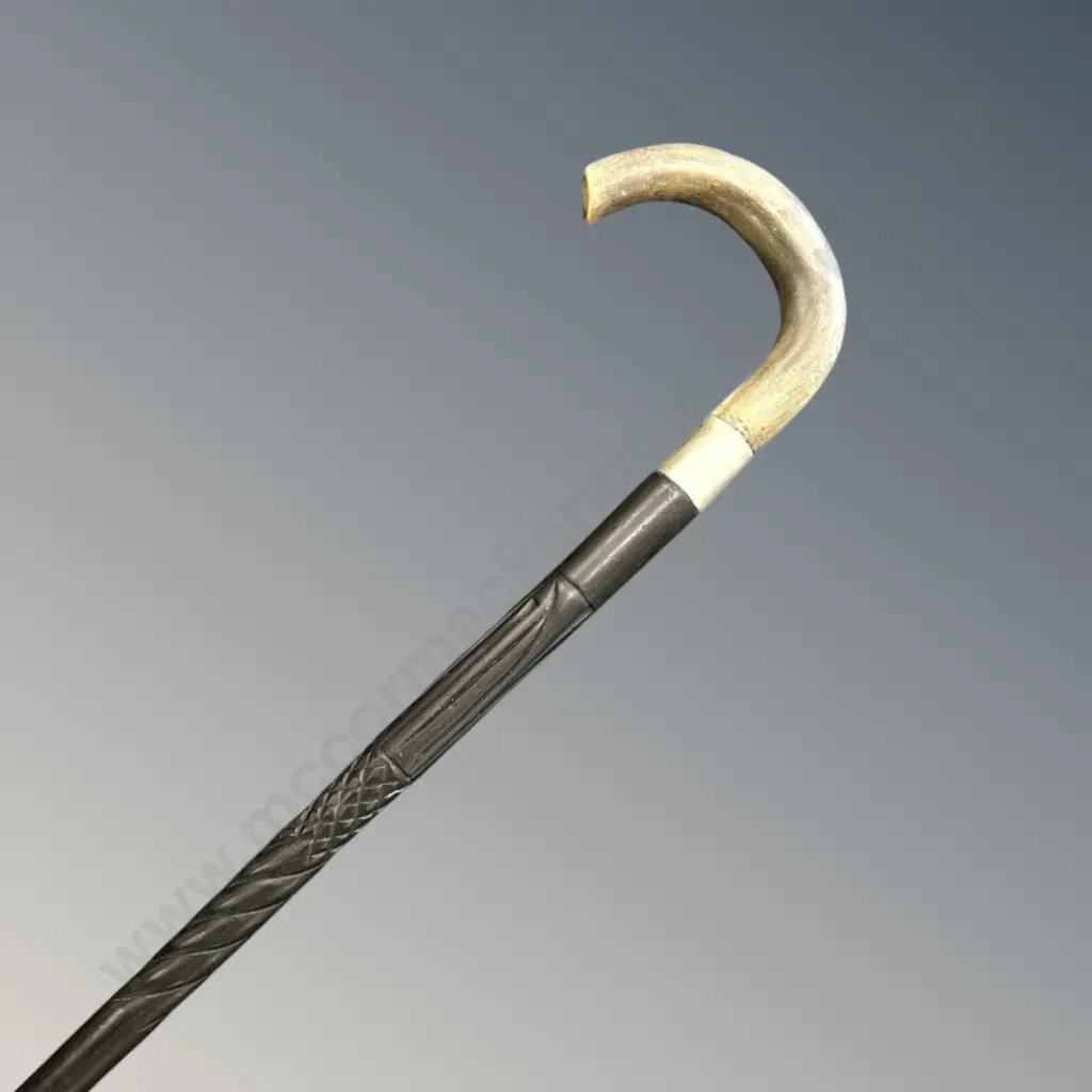 Ebonised Wood Carved Walking Stick, L84cm Image 1++