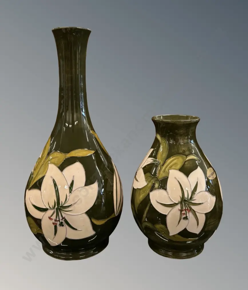 Two Moorcroft Bermuda Lily Vases H32cm, 20cm Image 1++