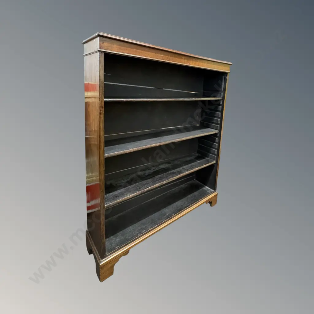 Mahogany Bookcase on Bracket Feet with Adjustable Shelves H114xW94xD24cm Image 1++