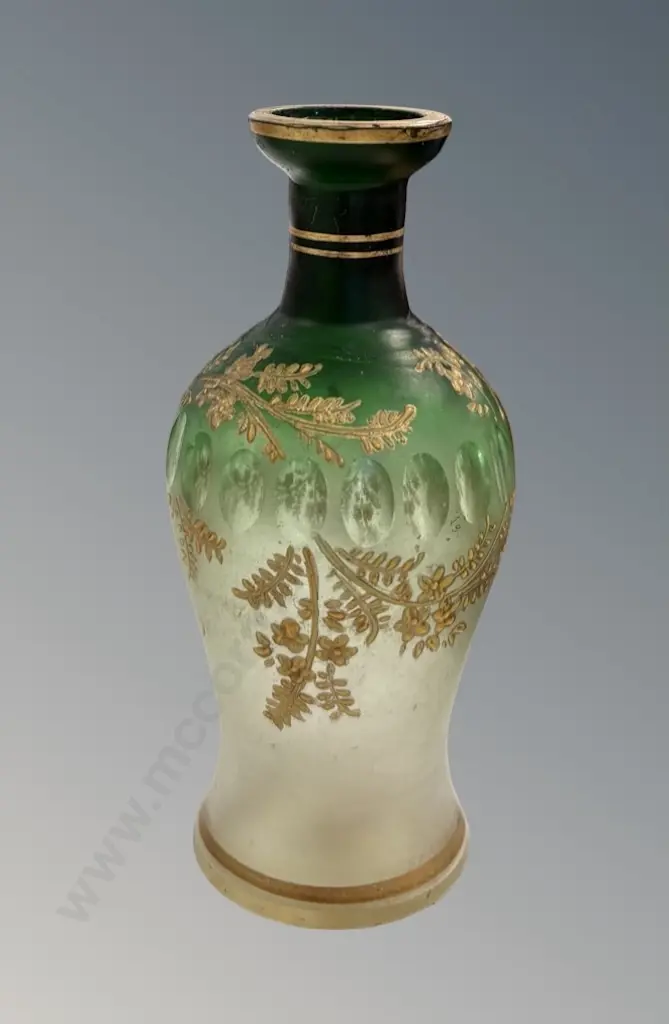 Venetian Gilt and Green Glass Miniature Vase, H10cm Image 1++