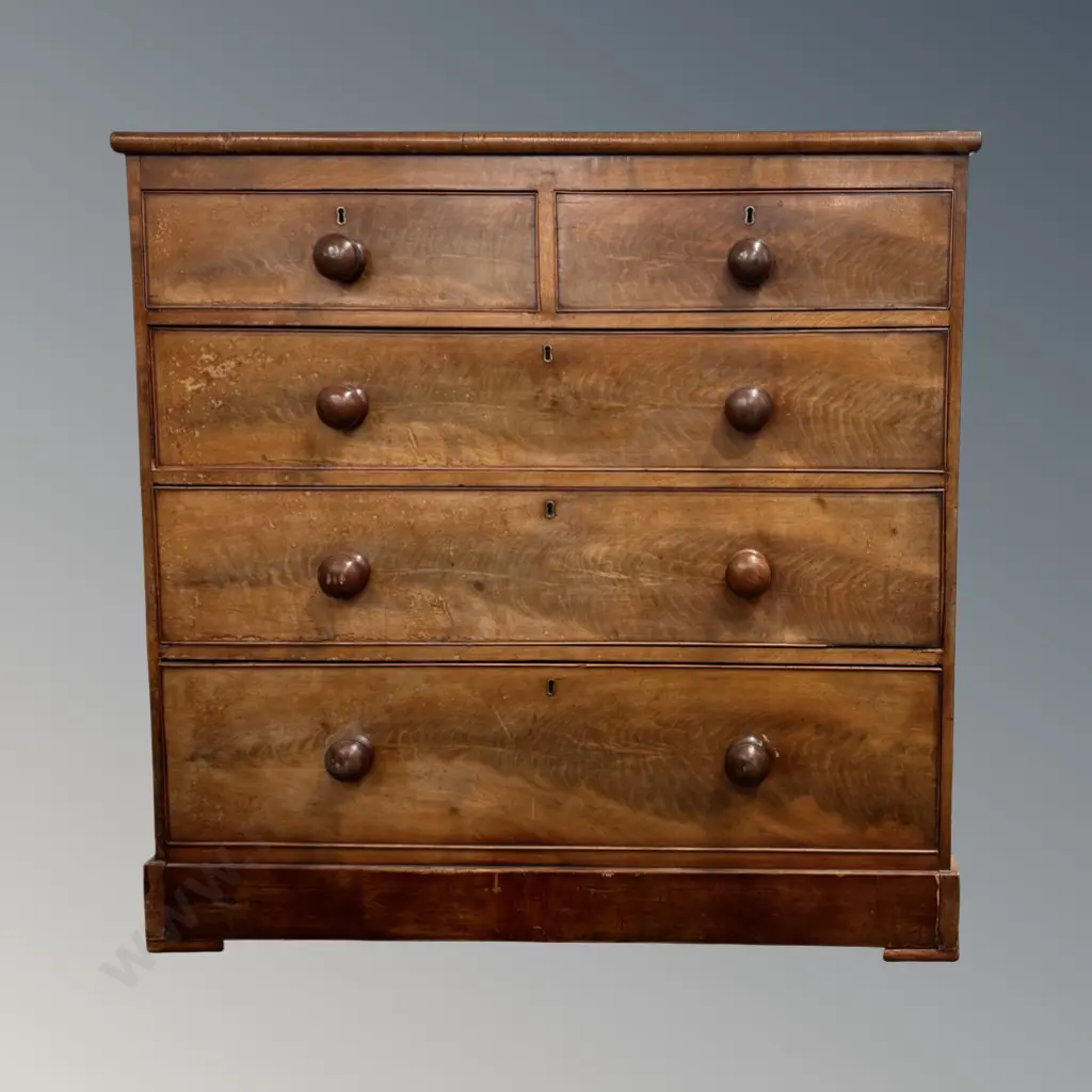 Mahogany Two over Three Chest of Drawers H105xW105xD50cm Image 1++