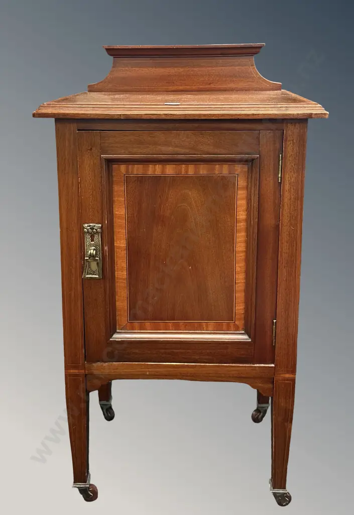 Mahogany Single Door Pot Cupboard with Fruitwood Crossbanding, H85xL46xD34cm Image 1++