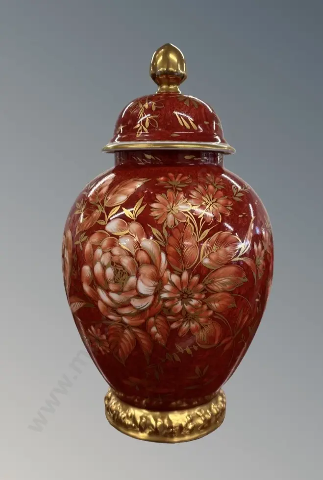 Rosenthal, Germany Lidded Ginger Jar - Gilt and Floral, H29cm Image 1++