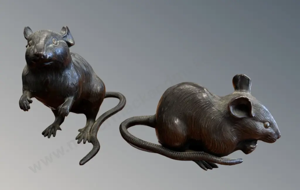 Pair of Spelter Rats H9cm, H6cm Image 1++
