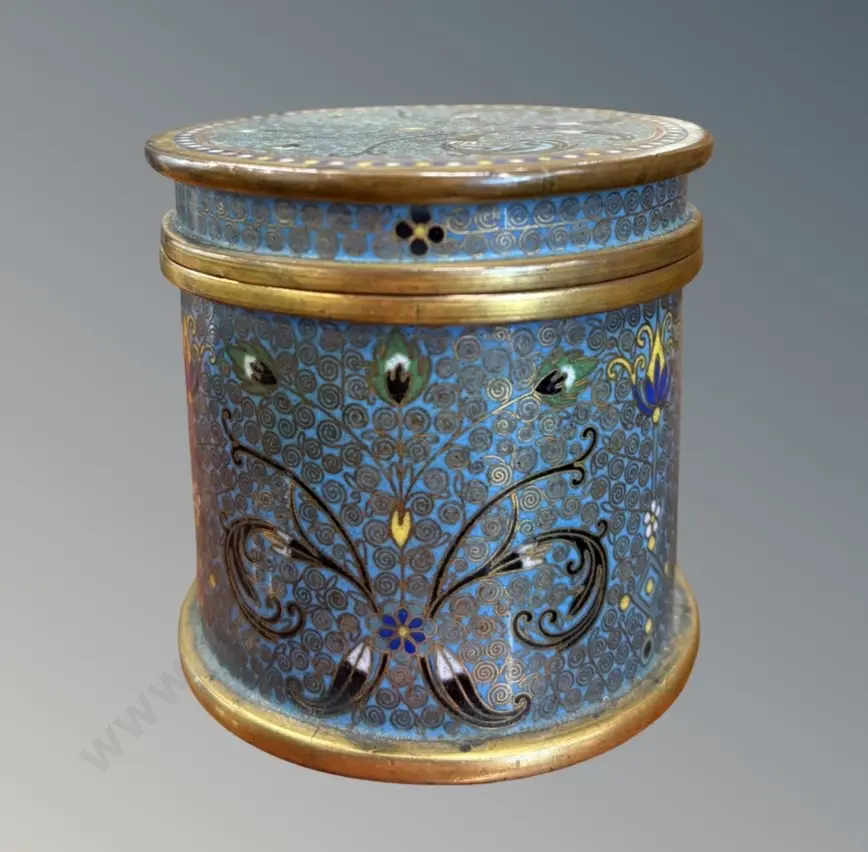 Cloisonne Jar with Fleur De Lis Design, H8cm Image 1++