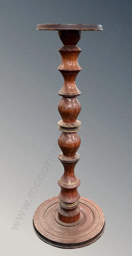 Turned Wooden Pedestal Plant Stand, H78cm Image 1++