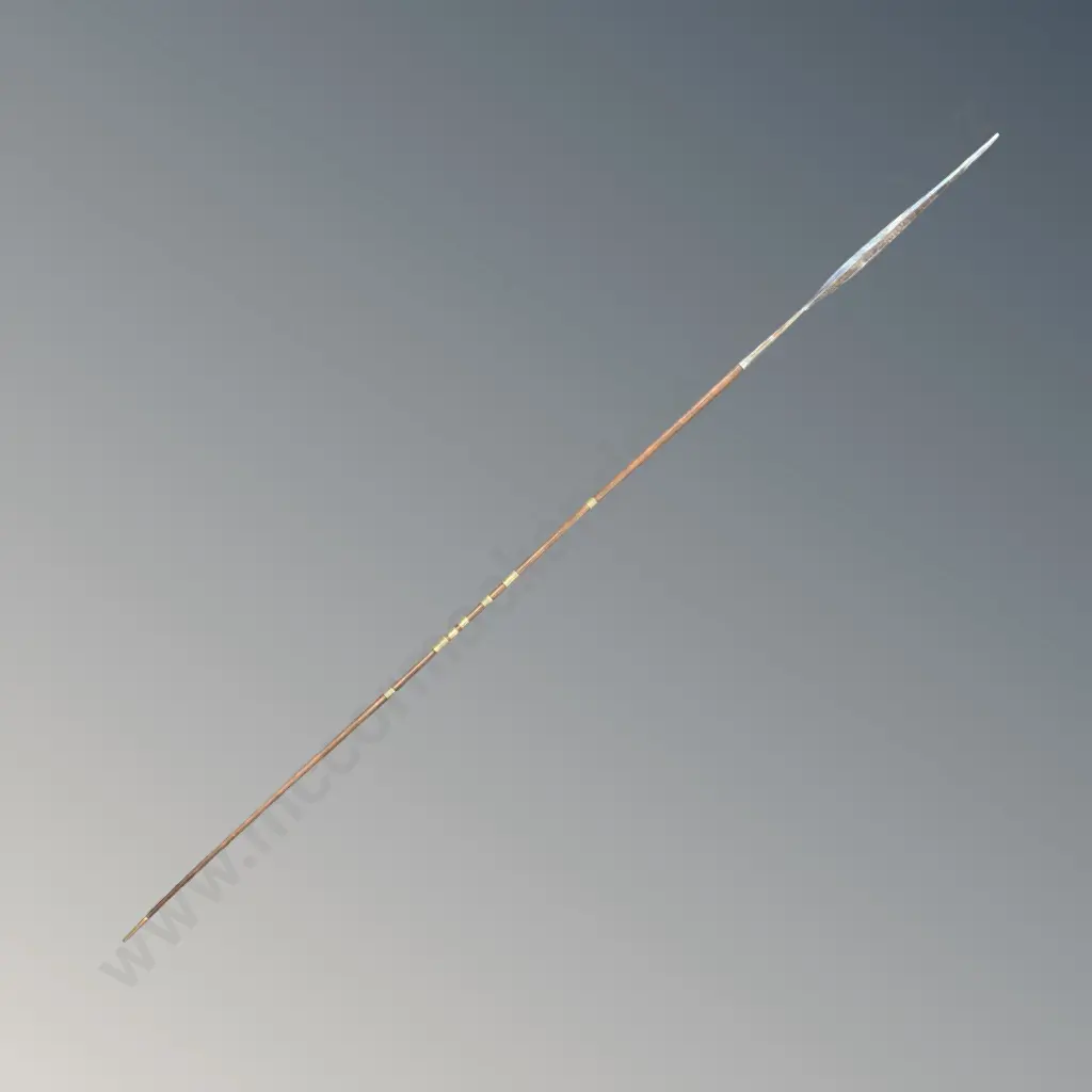 Brass Bound Wooden Handled Spear with Iron Tip, L157cm Image 1++