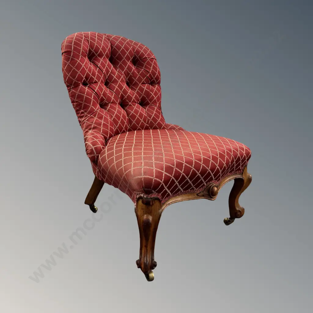Victorian Deep Buttoned Grandmother Chair on Brass Castors Image 1++