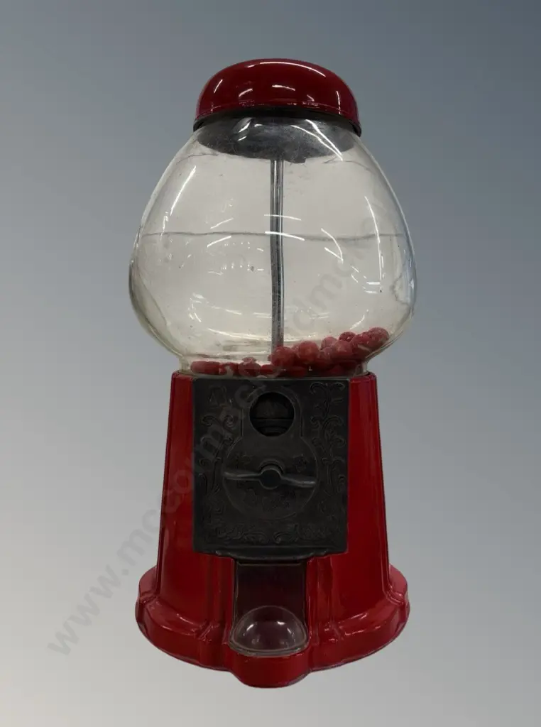 Vintage Metal and Glass Gumball Machine H37cm Image 1++