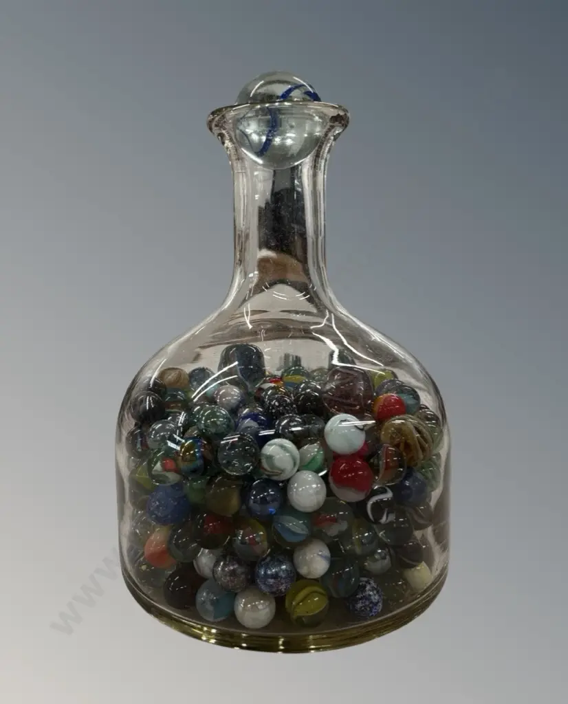 Glass Bottle with Marbles H24cm Image 1++