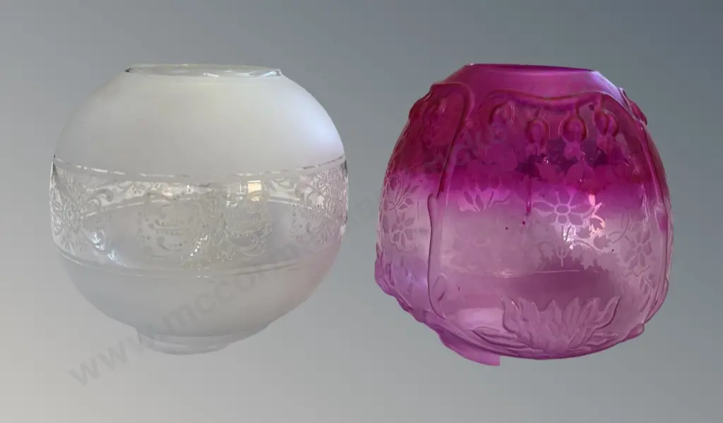 Pink Glass and Frosted Glass Globe Lamp Shades Image 1++