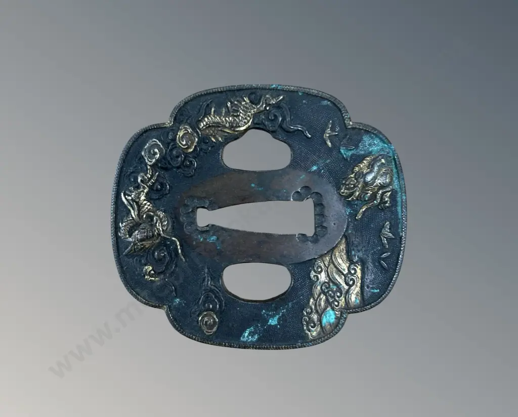 Japanese Antique Bronze Tsuba, Sword Guard Image 1++