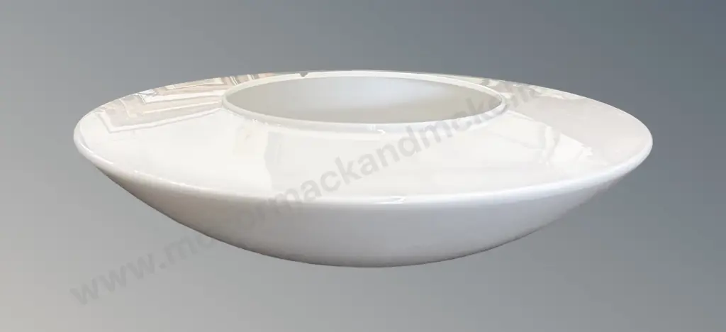 Large Milk Glass Light Shade, H12xD55cm (some small chips), with Long Chrome Fitting 102cm Image 1++