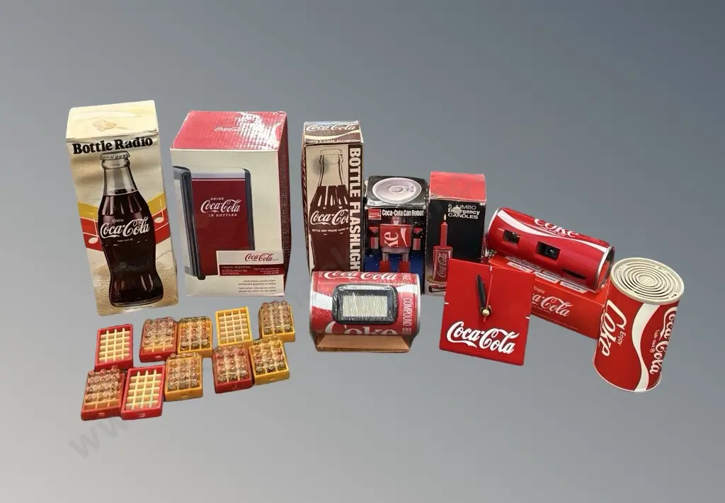 Boxed Coca-Cola Advertising Radios, Flashlight, Napkin Dispenser, Robot, Candle, Cameras, Clocks etc Image 1++