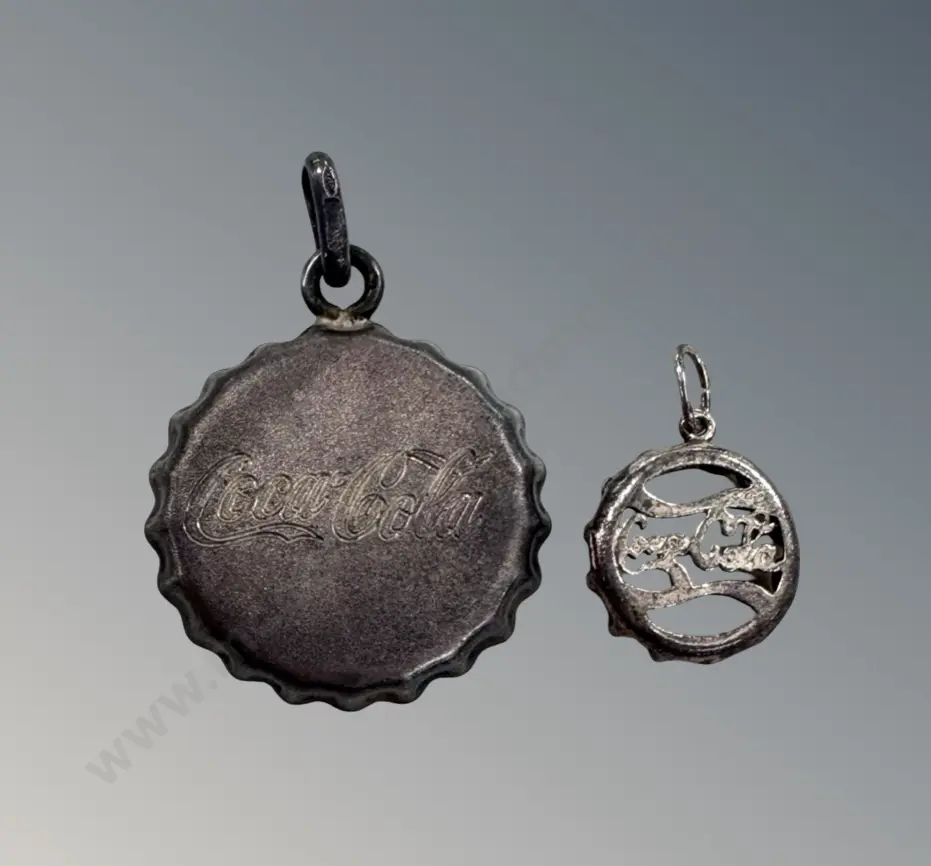 Sterling Silver Bottle Cap Pendants, D3cm, D1.5cm TW8.4gms Image 1++