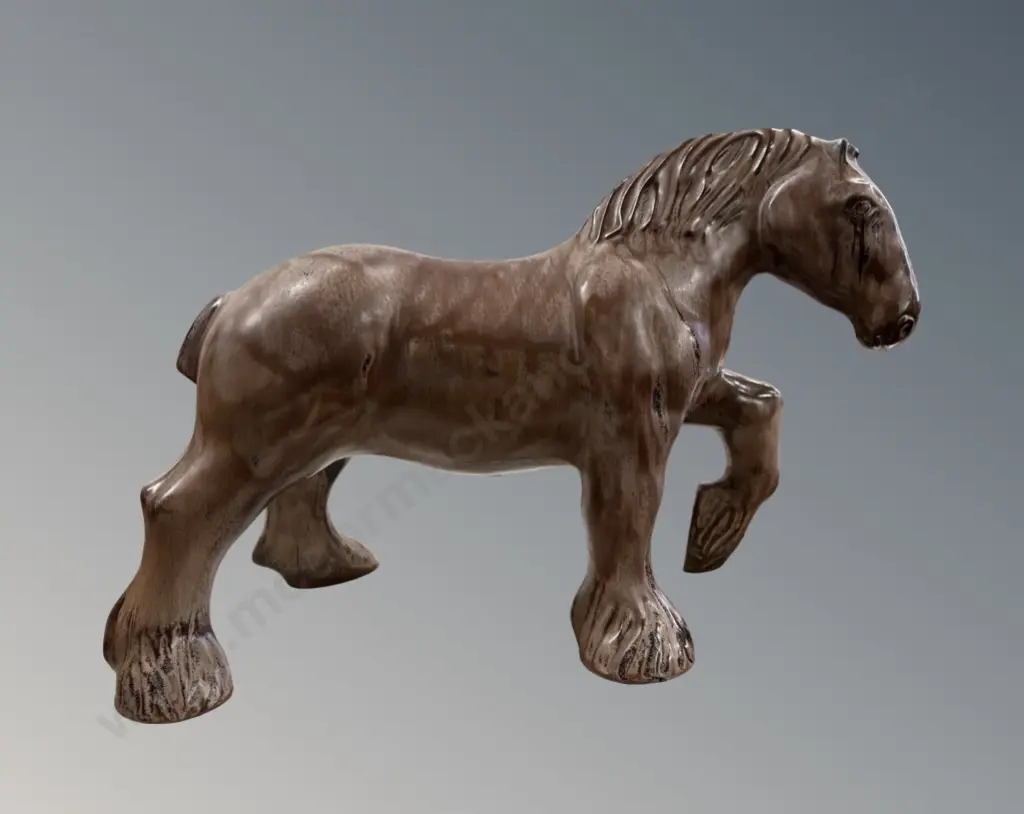 Large Blue Mountain Pottery Mocha Glazed Clydesdale Horse H32xL52cm Image 1++
