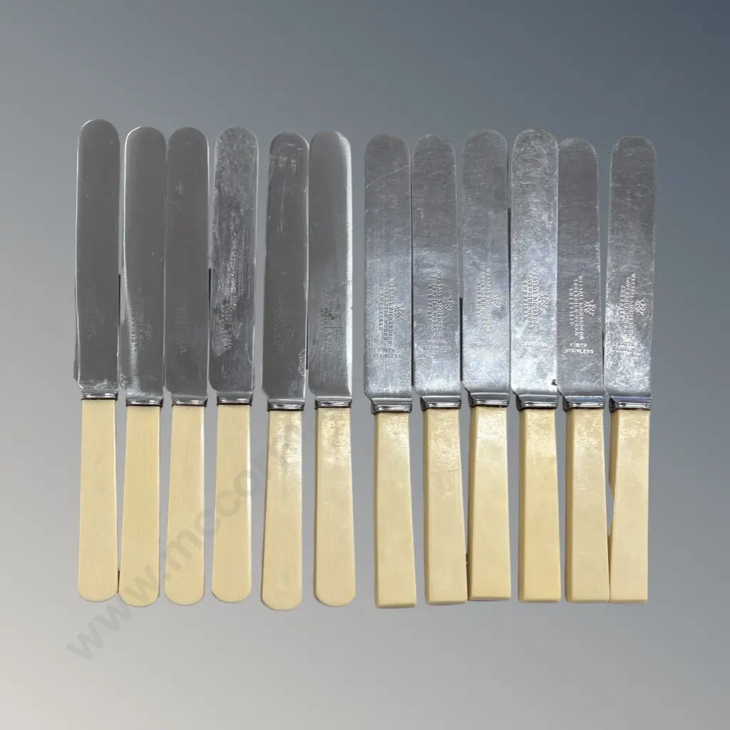 Two Sets of 6 Bone Handled Knives, Walker & Hall, Westall Richardson, Sheffield Image 1++