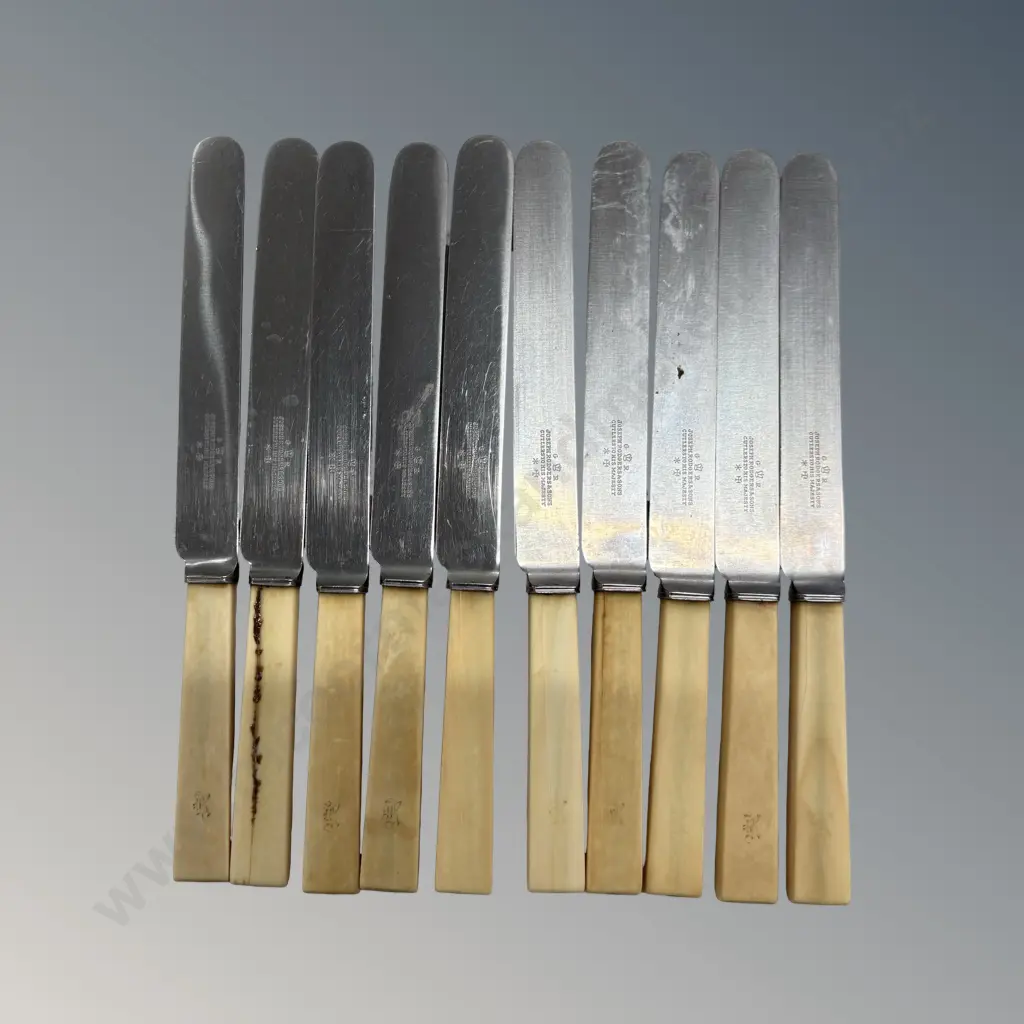 Ten Joseph & Sons Bone Handled Knives, some AF Image 1++