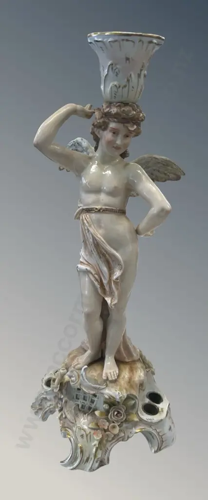 Meissen Porcelain Handpainted Figurine Candlestick Holder, H41cm Image 1++