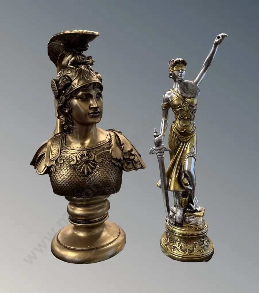 ResinToscano Mars Roman God of War Bust and Blind Lady Justice Figurine (scales not attached)  H36cm both Image 1++