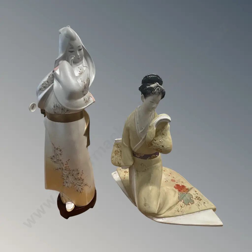 Two Chalkware Japanese Figures, one AF, H32-40cm Image 1++