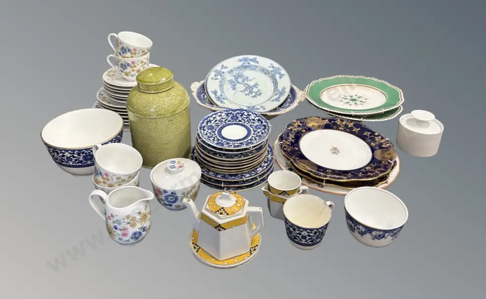 Assorted China Plates, Cups, Saucers & Bowls - Royal Doulton, Crown Derby Seltmann etc some AF Image 1++