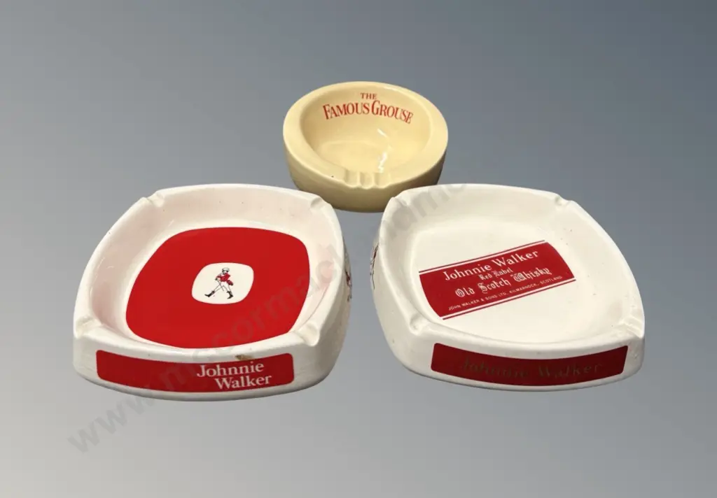 Johnnie Walker and Famous Grouse Ashtrays (3) Image 1++