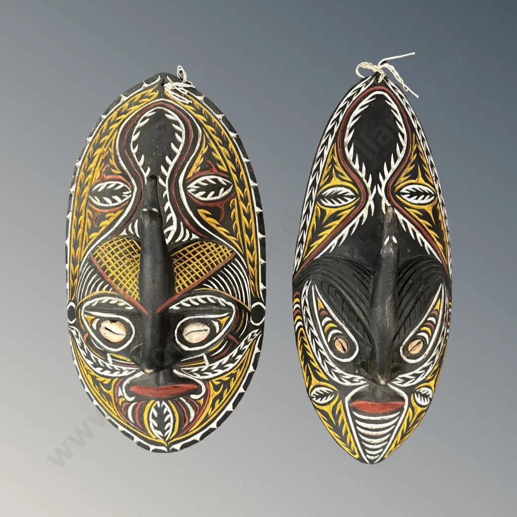 Two Wooden PNG Tribal Spirit Masks H42-43cm Image 1++