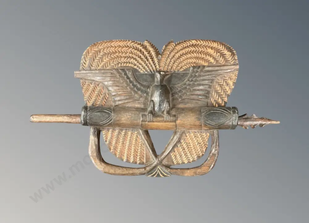 Wooden PNG Carved Bird Motive - National Crest H37xW63cm Image 1++