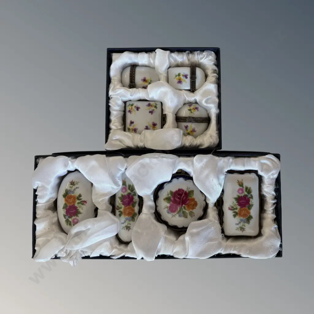 Two Cases of Miniature Porcelain Pill Boxes Image 1++