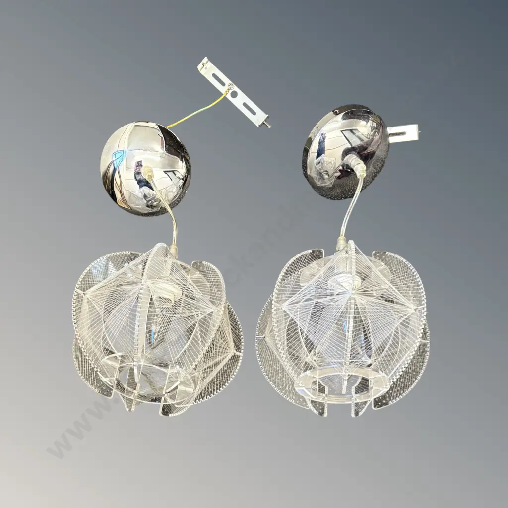 Pair of Pendant Lights with Acrylic Shades L38cm Image 1++