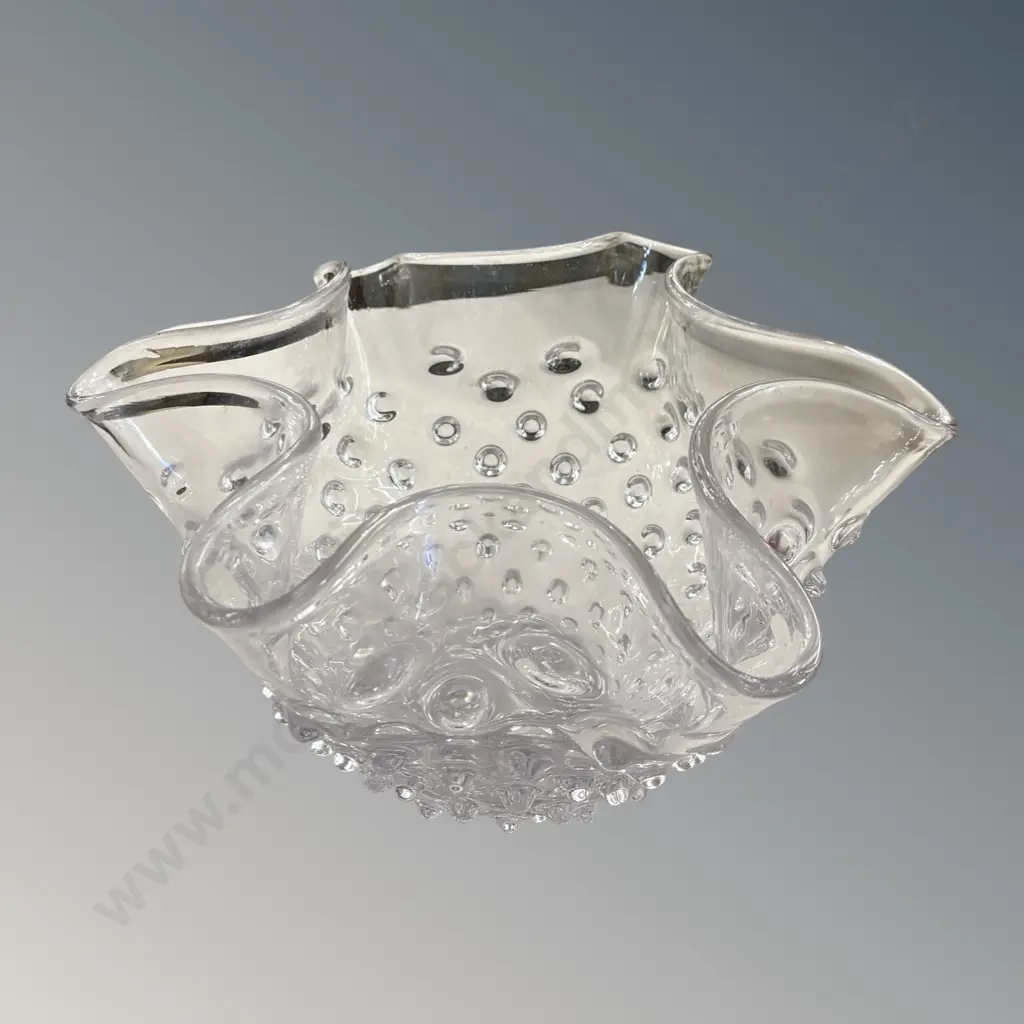 Hobnail Glass Bowl with Ruffled Edge, H15xDia29cm Image 1++