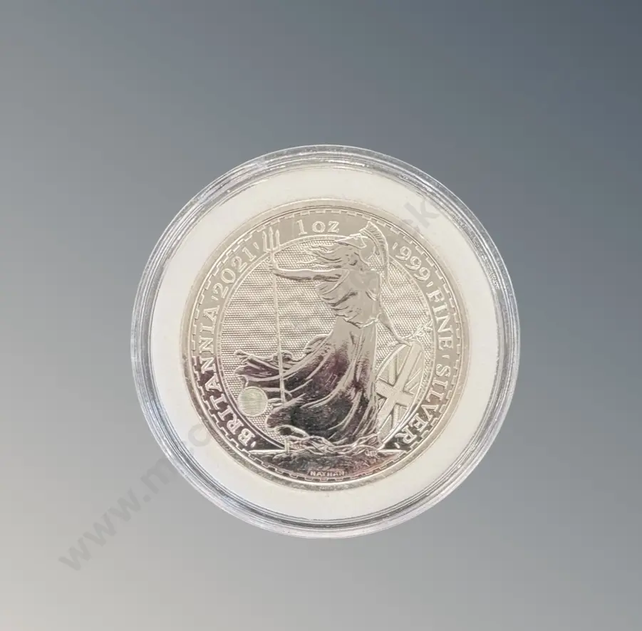 Royal Mint .999 Fine Silver Two Pound Britiannia 2021 1oz Coin Image 1++