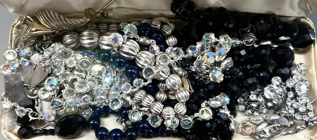 Assorted Jet Beads, Necklaces, Earrings Brooches etc Image 1++