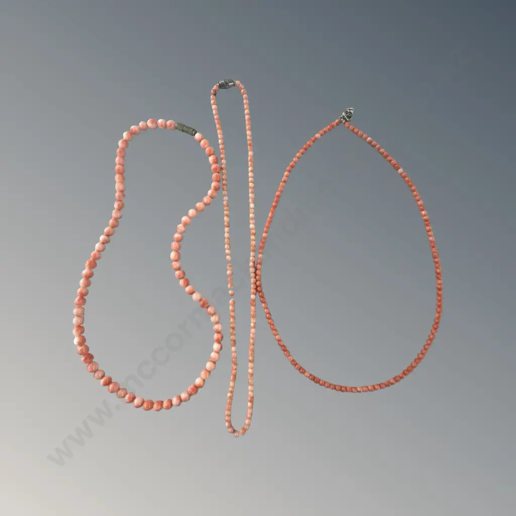 Three Coral Bead Necklaces L43cm (ea) Image 1++