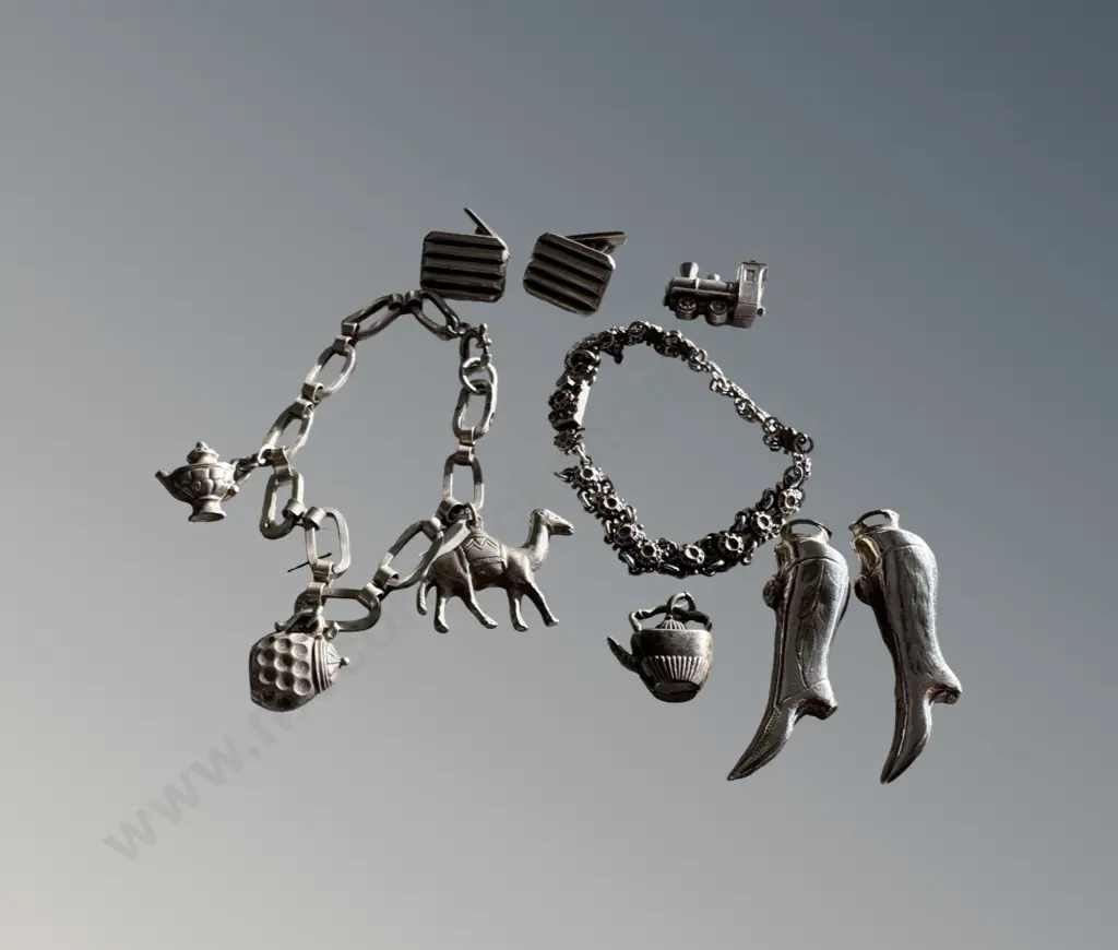 .835 Silver Cufflinks, Charms, Bracelets & Boots TW50gms Image 1++