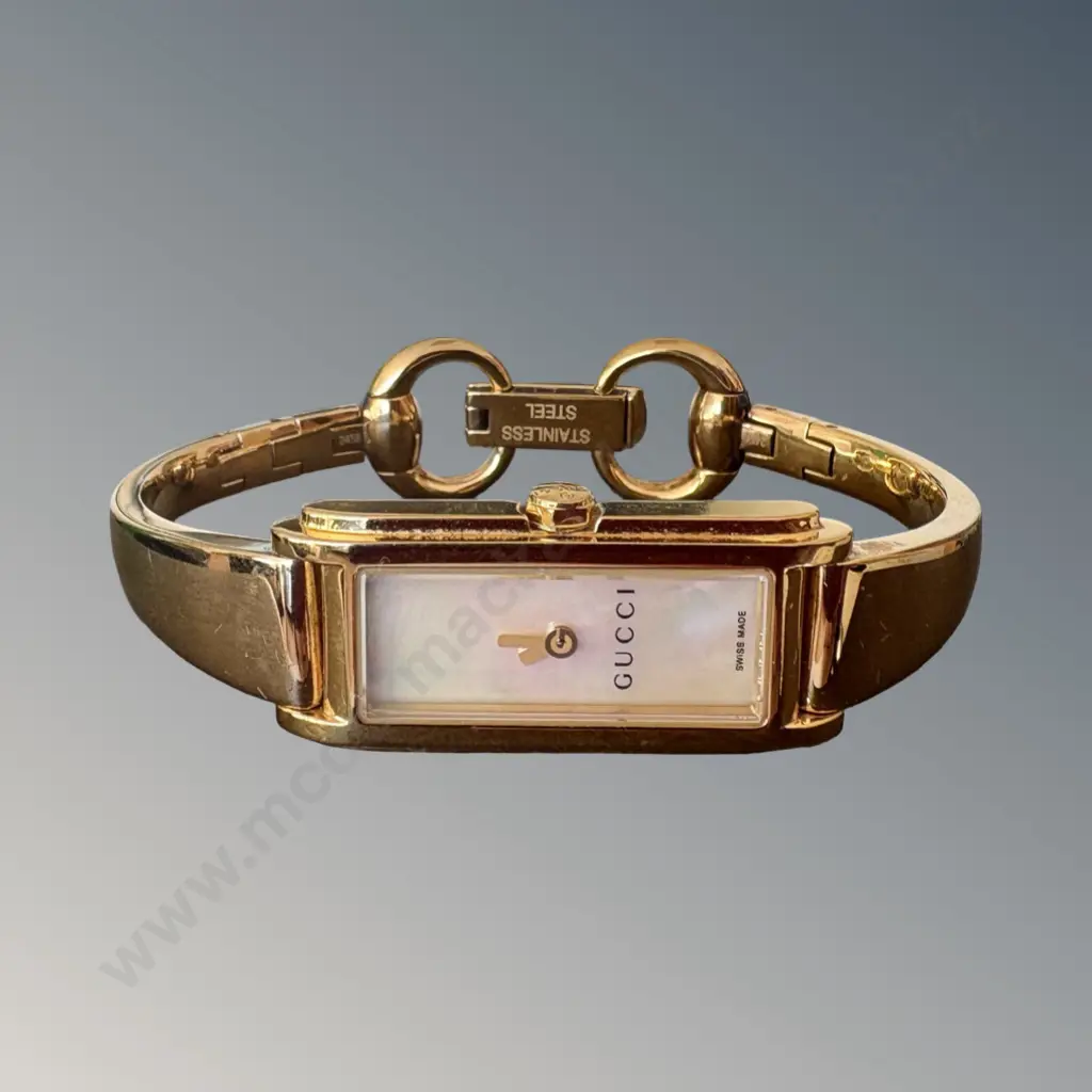 Boxed Gucci Gold Toned Ladies Wrist Watch with MOP face Image 1++
