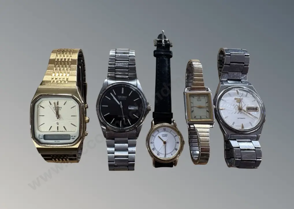 Assorted Citizen and Seiko Wrist Watches, one AF Face Cover Image 1++