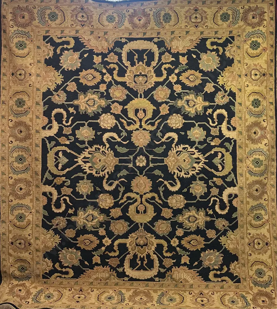 Soumak Rug - A Type of Tapestry/Kilim Weave, Floral Design over Blue Tones 270x240cm Image 1++