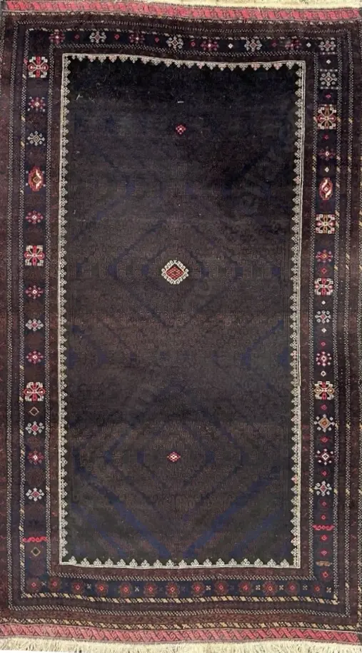 Baluchi Afghanistan Rug - Brown, Navy, Cream Tones, 293x171.5cm Image 1++