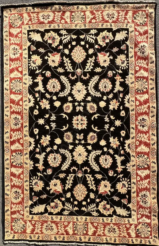Chobrang Rug - Handknotted curvilinear design based on the ancient Agra Design, Woven in Afghanistan 270x180cm Image 1++