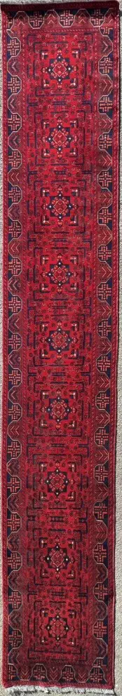 Andkhoi Runner - Traditional geometric Afghanistan Weaving, 480x80cm Image 1++