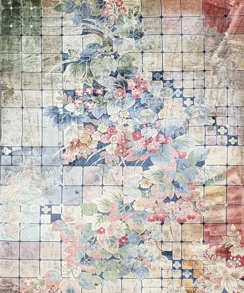 Large Floral Rug, Blue, Pink and Beige Tones - 360x278cm Image 1++