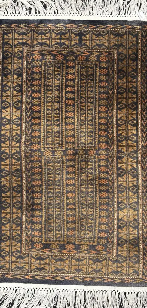 Prayer Rug - Navy Blue and Olive Tones, 105x64cm Image 1++