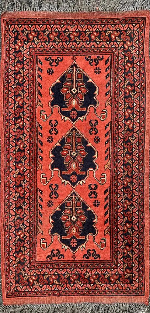 Khal Mohammadi Rug - Red, Blue and Orange Tones, 102x54cm Image 1++